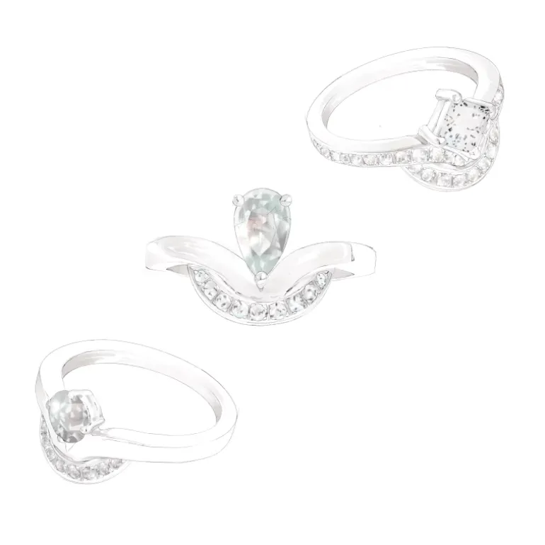 Bague Emblème 0.5ct Poire semi-pavée