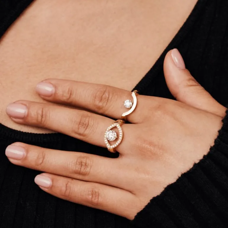 Bague Intrépide grand arc 1ct pavée