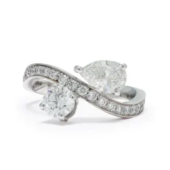 Bague Toi & Moi Éternelle 0.5ct Brillant 0.7ct Poire pavée
