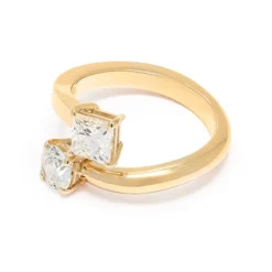 Bague Toi & Moi Twist 0.5ct Brillant 0.7ct Princesse