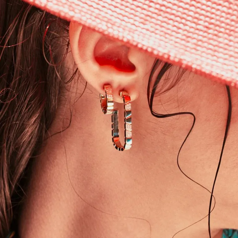 Boucles d'oreilles Ride & Love semi-pavées Small