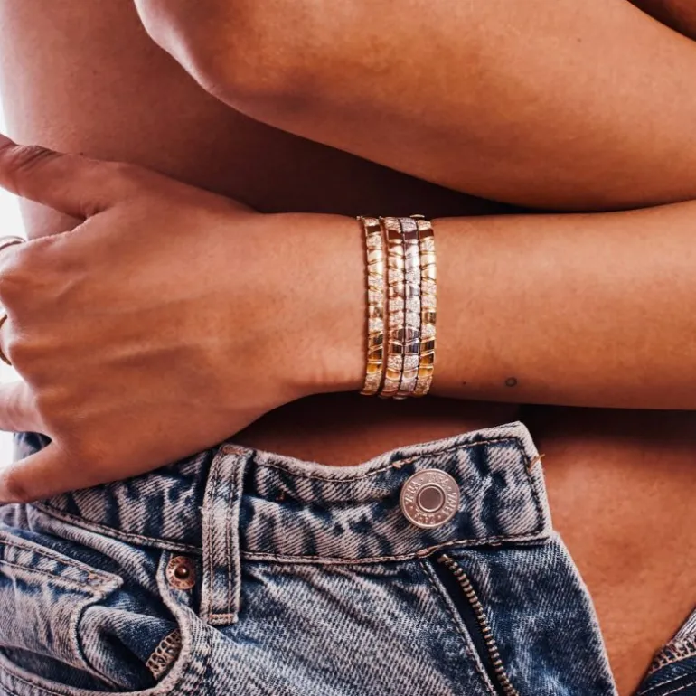 Bracelet jonc Ride & Love semi-pavé