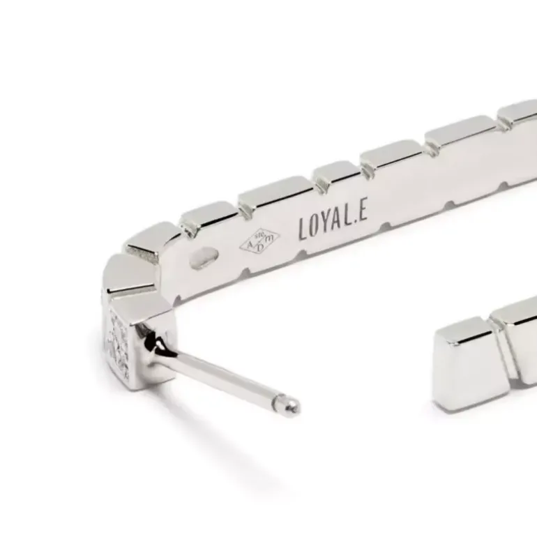 Mono-Boucle d'oreille Ride & Love pavée Medium - Or blanc 18k
