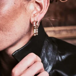 Mono-Boucle d'oreille Ride & Love semi-pavée Medium