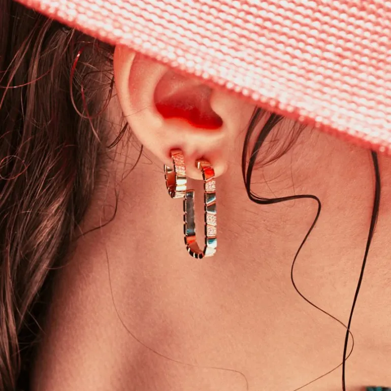Mono-Boucle d'oreille Ride & Love semi-pavée Medium