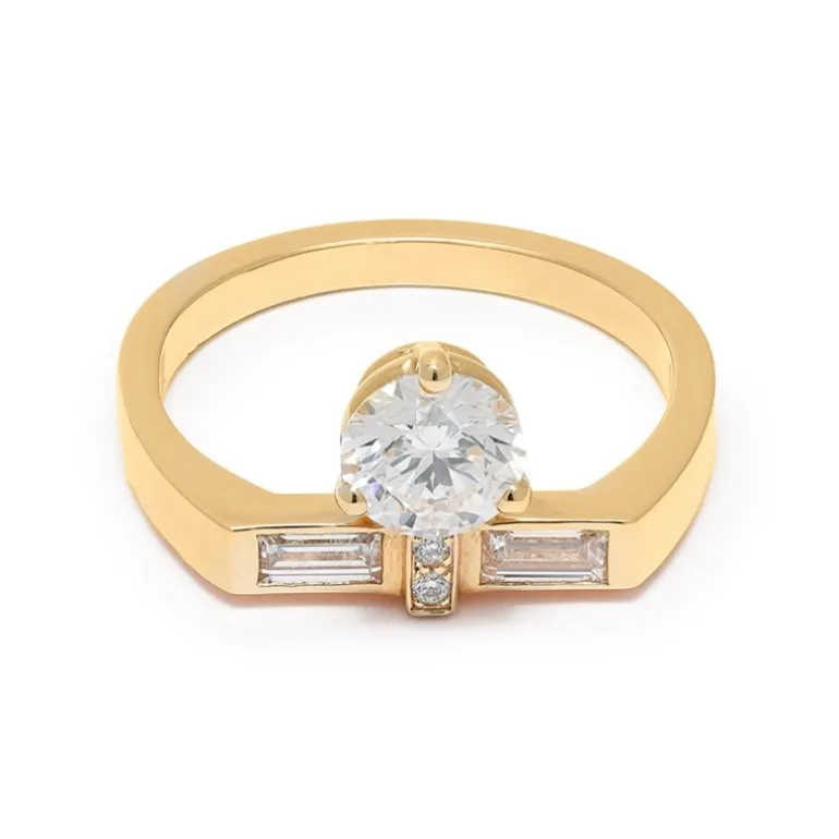 Solitaire Uraeus 0.7ct pavé baguette